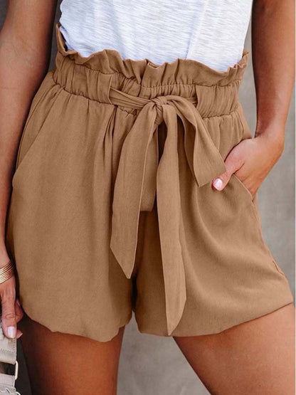 Women's Casual Cotton Blend Tie-Waist Shorts