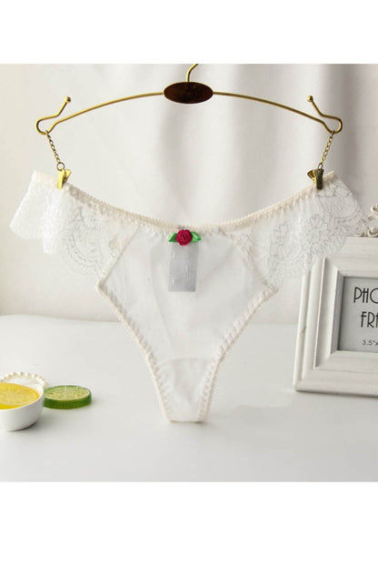 Floral Lace High Elasticity Nylon Knit Panties for Women