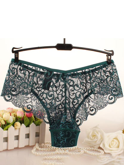 High elasticity floral knit nylon sexy panties