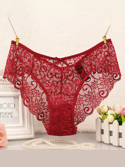 High elasticity floral knit nylon sexy panties