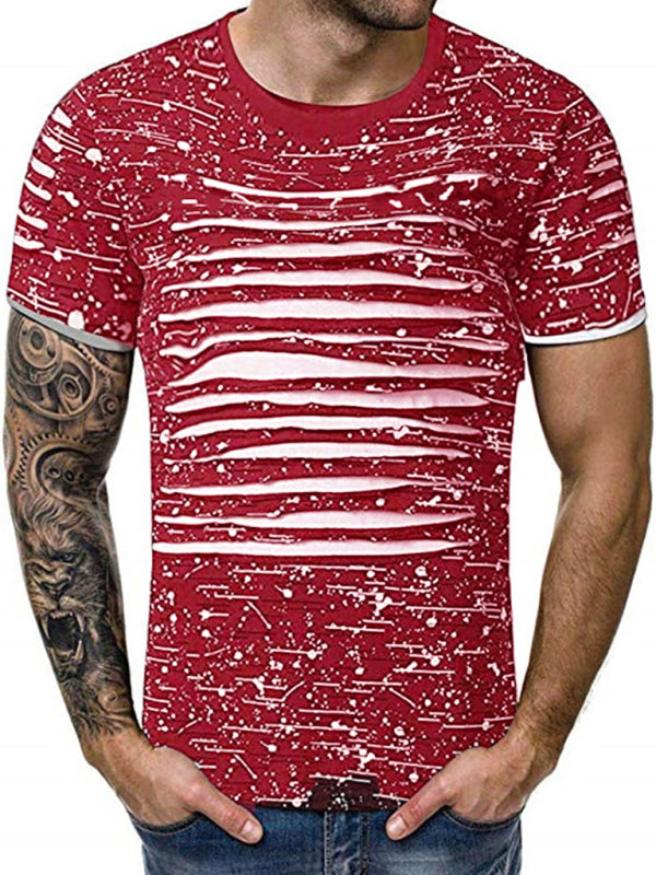 Trendy, Flowery, Round-Necked T-Shirts, Street Men'S Wear