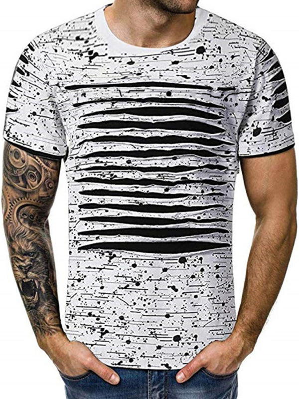 Trendy, Flowery, Round-Necked T-Shirts, Street Men'S Wear