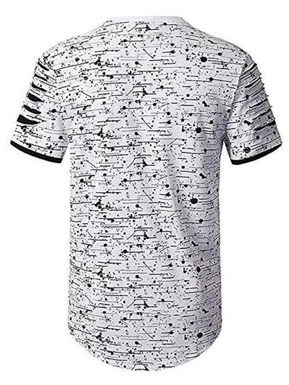 Trendy, Flowery, Round-Necked T-Shirts, Street Men'S Wear