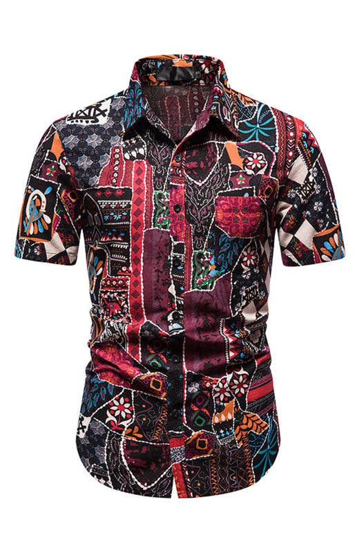 Casual Men's Polyester Shirt with Welt Pocket and Regular Sleeves