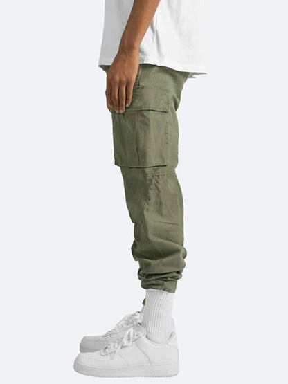 Men's Solid Color Cargo Pocket Casual Trousers