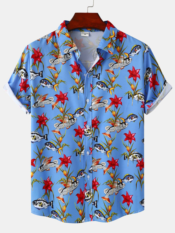 Men's Floral Print Sleeveless Summer Shirt