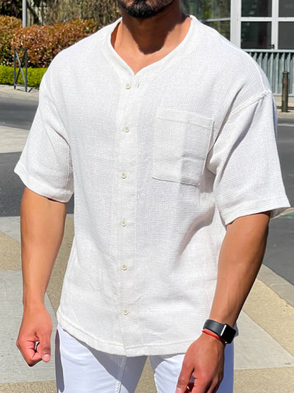 Men's Casual Woven Drop Shoulder Shirt