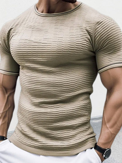 Men's round neck short sleeve slim fit knitted T-shirt