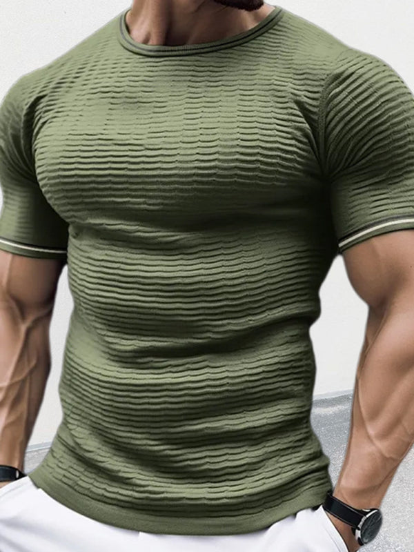 Men's round neck short sleeve slim fit knitted T-shirt