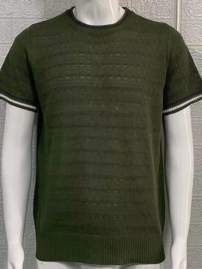 Men's round neck short sleeve slim fit knitted T-shirt