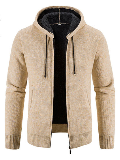 Men's casual knitted hooded zipper jacket