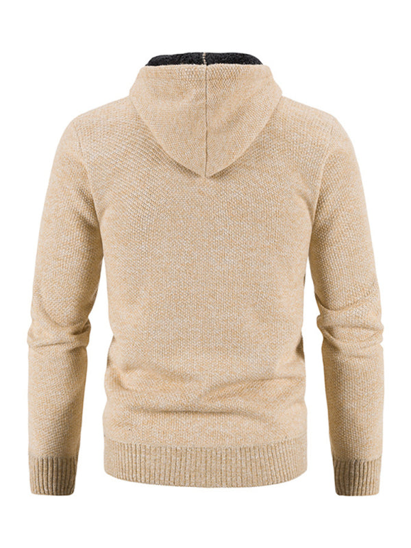 Men's casual knitted hooded zipper jacket