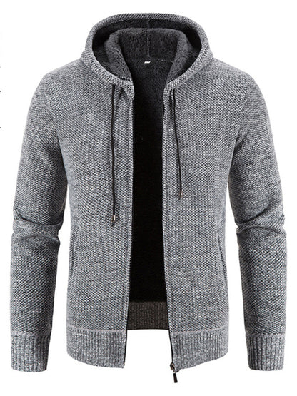 Men's casual knitted hooded zipper jacket