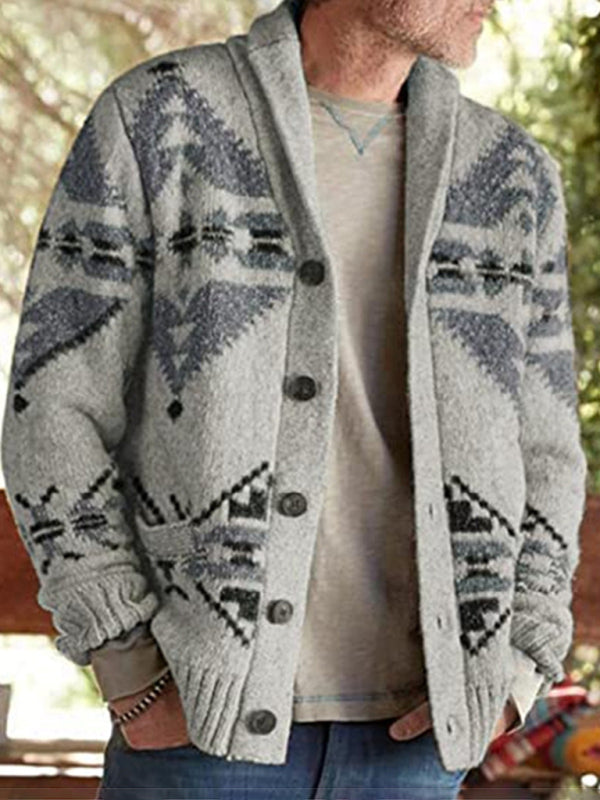 Men's Ethnic Pattern Knit Cardigan