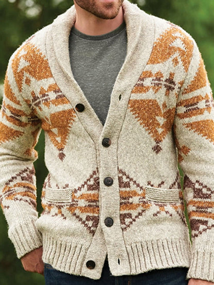 Men's Ethnic Pattern Knit Cardigan