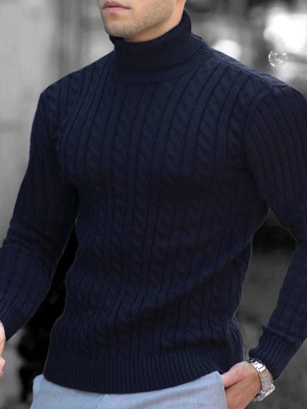 Men's turtleneck casual tight stretch sweater