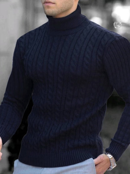 Men's turtleneck casual tight stretch sweater