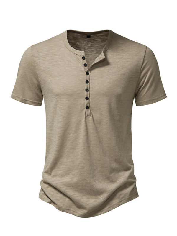 Men's Henley Casual Fashion Basic Short Sleeve T-Shirt