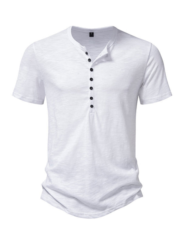 Men's Henley Casual Fashion Basic Short Sleeve T-Shirt