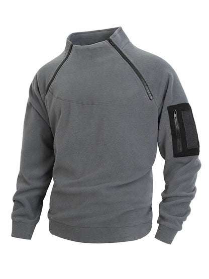 Men's casual stand collar long sleeve pullover coral fleece jacket