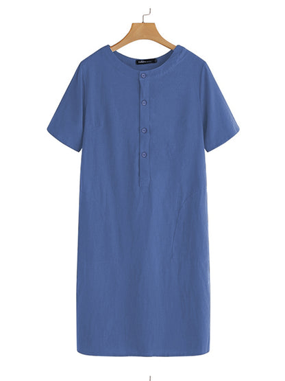 Fashion Loose V-Neck Medium Length Dress