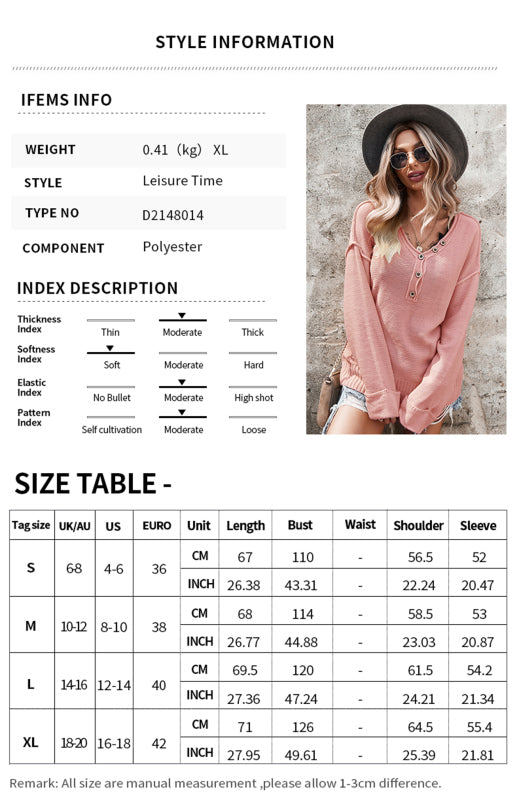 Women's Solid Color V Neck Single Breasted Sweater