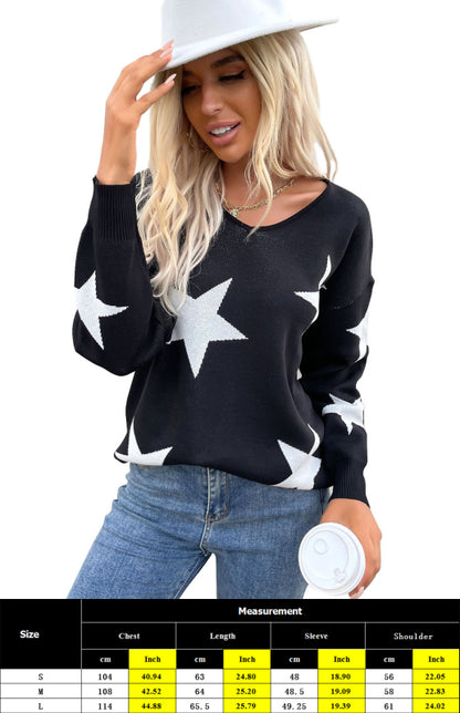 Ladies Jacquard Star Pattern Sweater