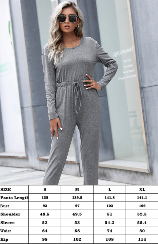 Women's Solid Color One Piece Home Pants Jumpsuit