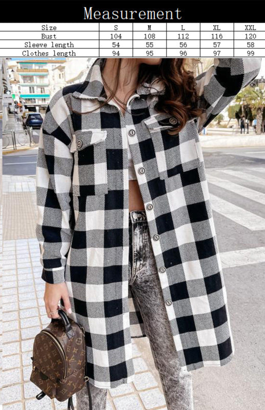 Women'S Long Plaid Shirt, Large Coat