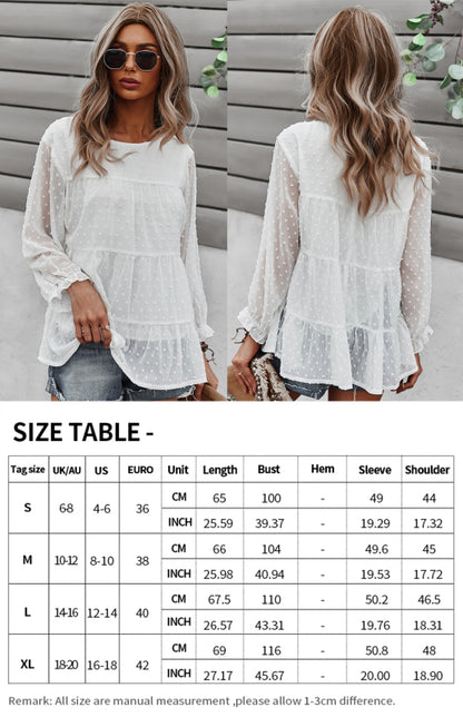 Ladies Casual Round Neck Casual Jacquard Top