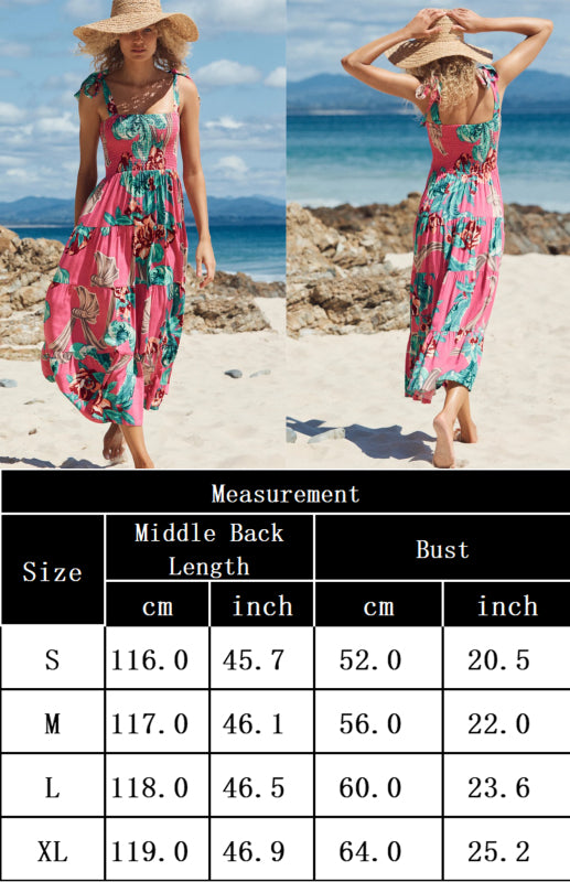 Women's Holiday Strap Strap Printed Long Dress