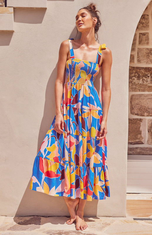 Women's Holiday Strap Strap Printed Long Dress