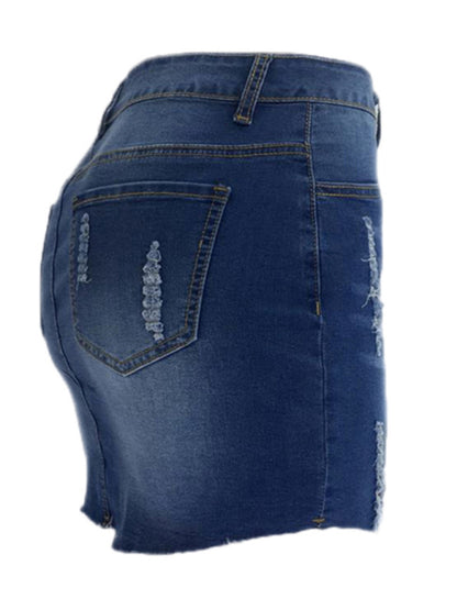 Women's ripped loose and slim denim skirt