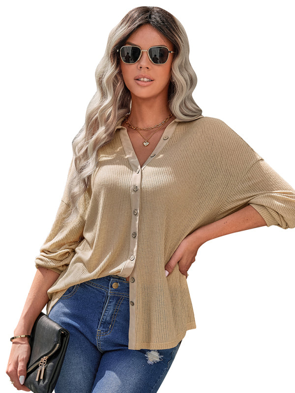 Women's casual knitting thin loose shirt top