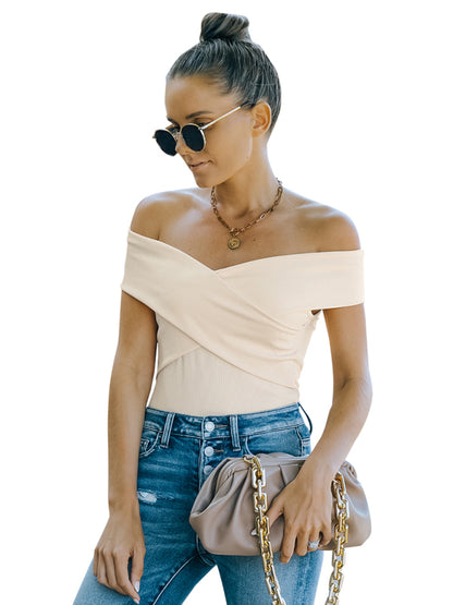 Women's fashion skinny off shoulder top