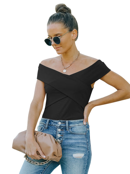 Women's fashion skinny off shoulder top