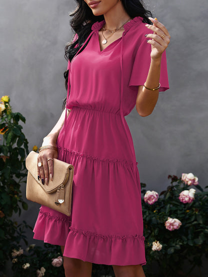 Women's high neck loose Ruffle Dress