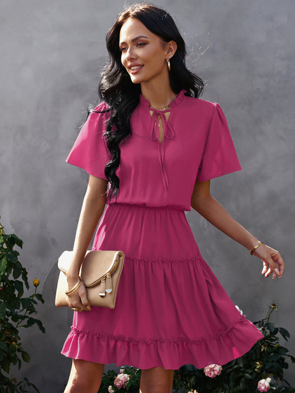 Women's high neck loose Ruffle Dress