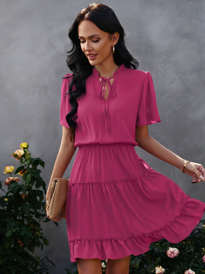 Women's high neck loose Ruffle Dress