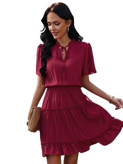 Women's high neck loose Ruffle Dress