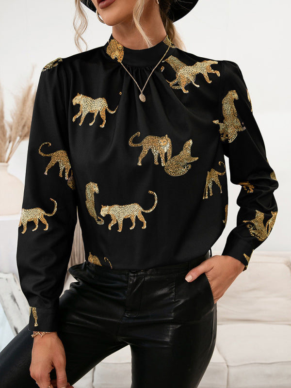 Leopard Print Shirt Long Sleeve Pullover Shirt