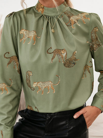 Leopard Print Shirt Long Sleeve Pullover Shirt