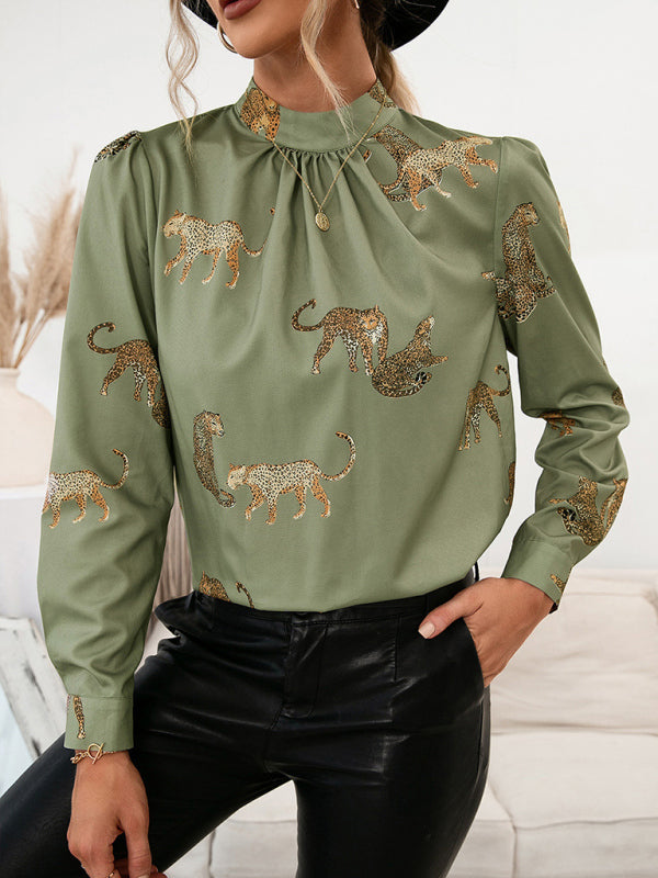 Leopard Print Shirt Long Sleeve Pullover Shirt