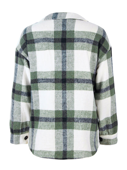 Women's Plaid long sleeve shirt casual coat