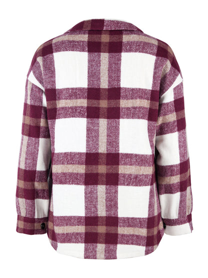 Women's Plaid long sleeve shirt casual coat