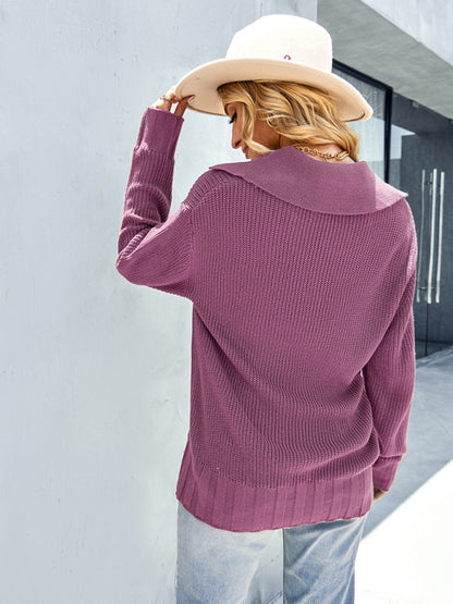 Womanly temperament sexy shirt collar sweater top