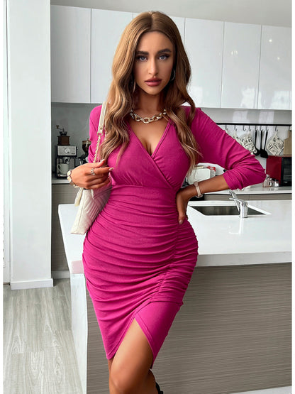 Women's fashionable casual sexy versatile knitted dress