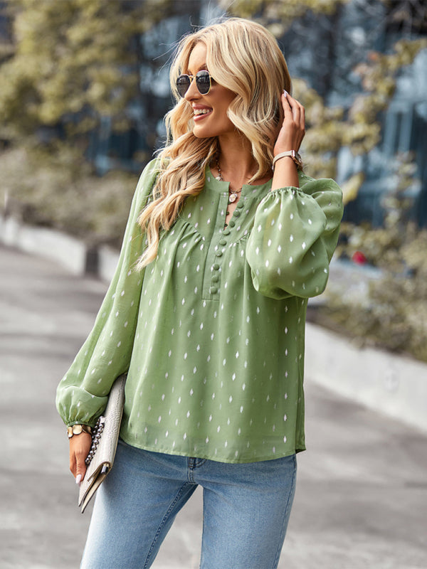 Chiffon Button-Up Long Sleeve Blouse