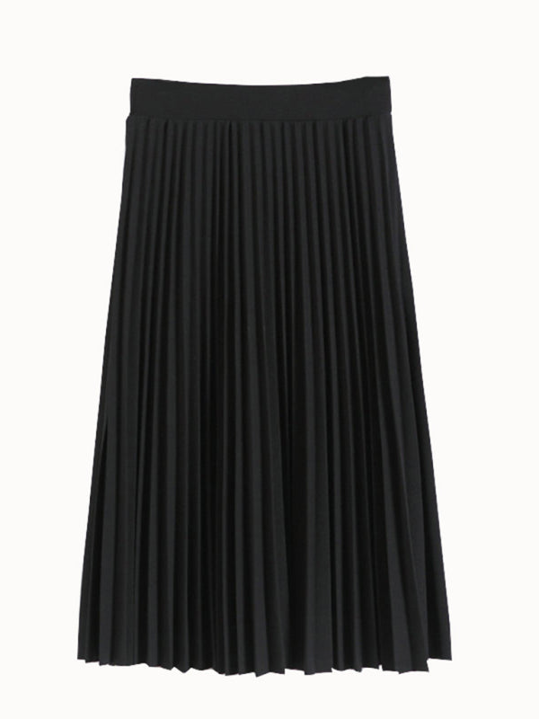 Women's Pleated Knit Midi Skirt Spring-Summer