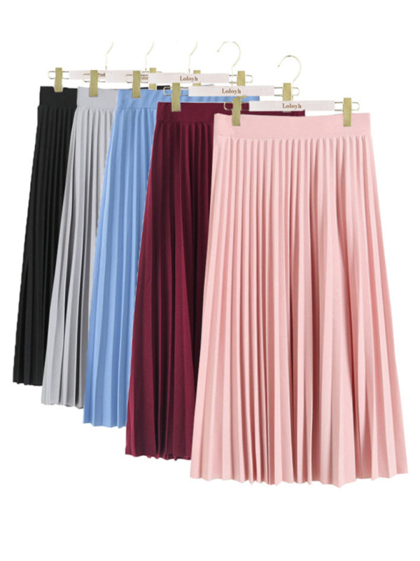 Women's Pleated Knit Midi Skirt Spring-Summer